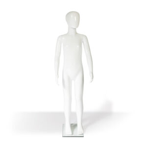 Schaufensterfigur Kind groß stehend weiß-glossy