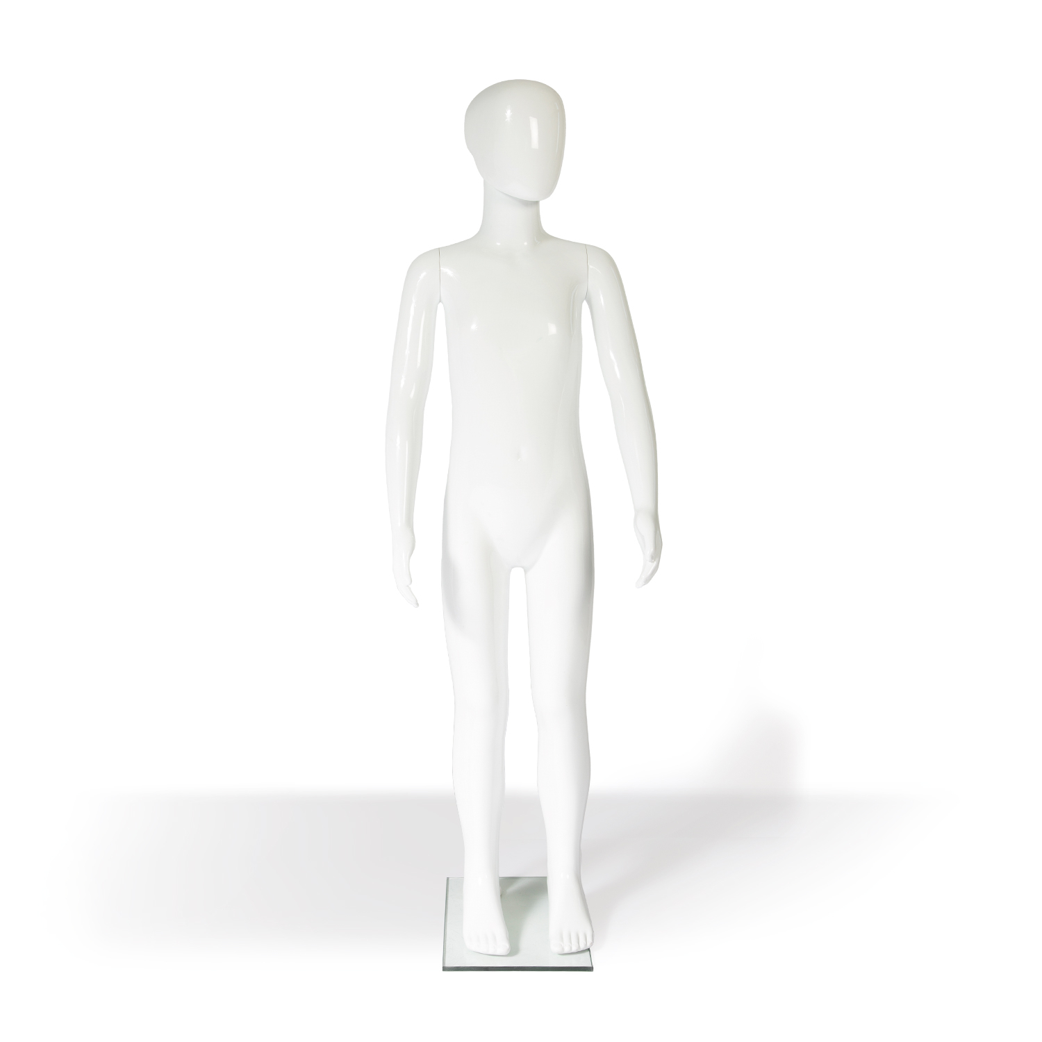 Schaufensterfigur Kind groß stehend weiß-glossy