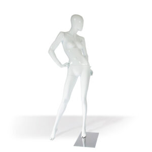 Schaufensterfigur weiblich stehend weiß-glossy