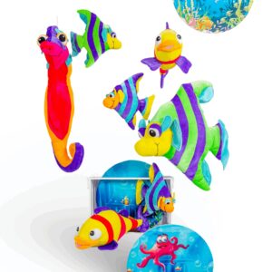 Set aus verschiedenen Plüschfischen