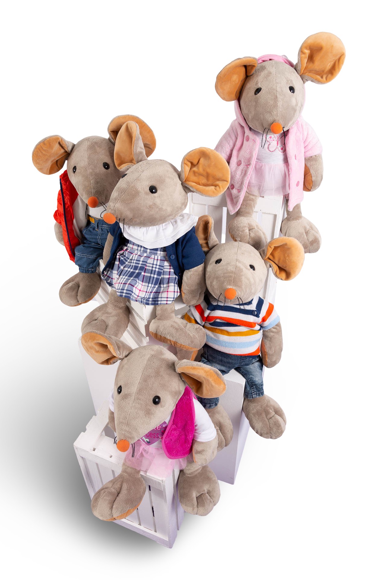 Plüschmäuse mit Kleidung