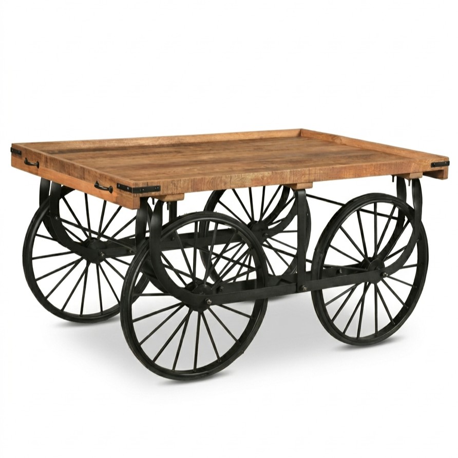 Holztisch mit Rädern